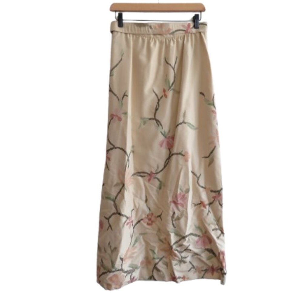 Oscar de la Renta Cream Floral Maxi evening wedding Skirt
